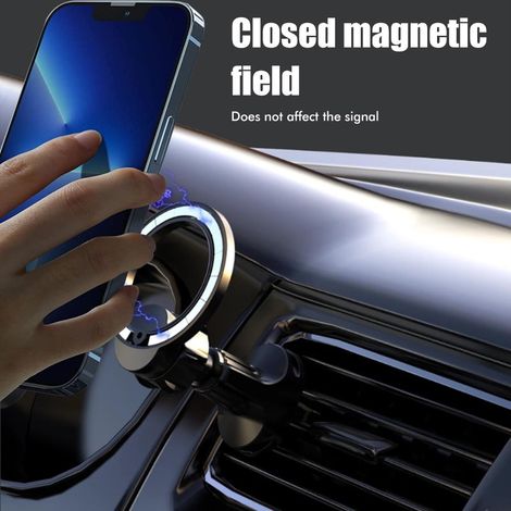 Support magnétique pour téléphone de voiture, fixation réglable pour grille d'aération, compatible MagSafe et iPhone 12/13. (1/5)