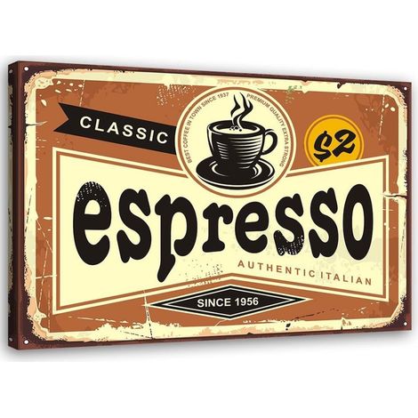 Tableau sur toile Panneau Rétro Café Espresso 90x60 (1/4)