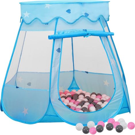 Tente enfant Tente de jeu - Maison enfant avec 250 balles Bleu 102x102x82 cm BV262861 - BonneVie (1/5)