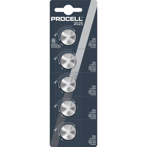PROCELL Batteria a bottone CR 2025 3.0 V 5 pz. 165 Litio