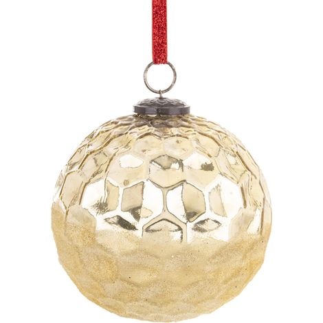 Boule de Noël en verre de Delhi, dorée, 16 x 14,5 x 14,5 cm, motif 3 (1/4)