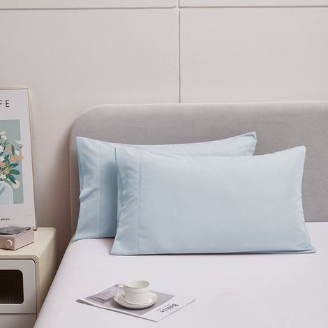 Taie d'oreiller 50 x 76 cm - Lot de 2 - Microfibre brossée - pour plus de douceur et de chaleur - Fermeture portefeuille - Blanc grisâtre (1/5)