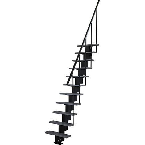 Matisère – Escalier droit métal 11 marches – Hauteur réglable 19 à 23 cm – Largeur 60 cm – Charge 800 kg – Conception en acier thermolaqué gris - SNMGRIS-11