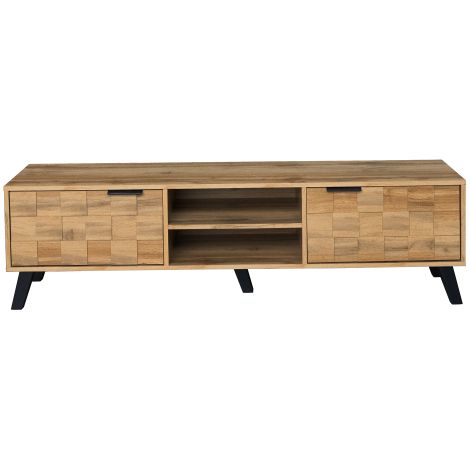 Meuble TV imitation bois 160 cm portes étagères design moderne (1/5)