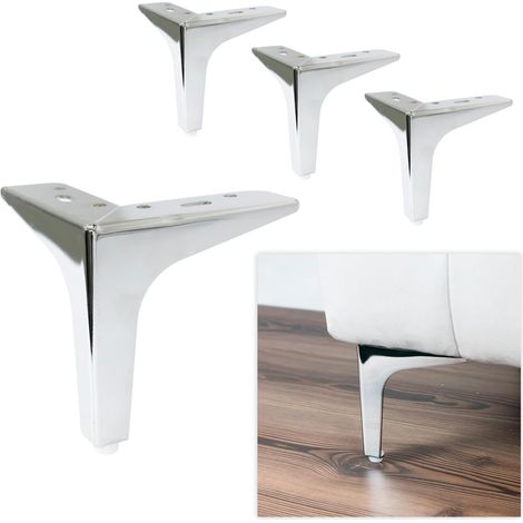 4 Metallbeine + 16 Schrauben Ausführung: Chrom Höhe: 13 cm Beine für Sofas, Schränke, Möbel (1/5)