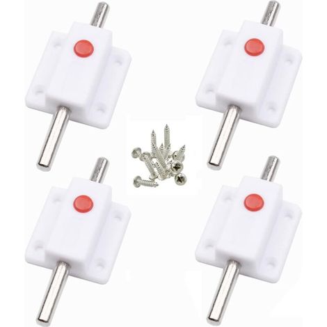 4 pièces Serrure à boulon de porte, Loquet de sécurité à bouton à ressort automatique, Loquets de porte intérieurs et extérieurs pour placard, fenêtres, armoires, chambre, cuisine (Blanc)
