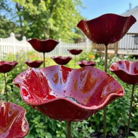 Abreuvoir À Oiseaux En Métal Avec Fleurs, Moineaux De Jardin Faits Main, Résistant À L'Hiver, Pour Oiseaux Et Insectes, Abr