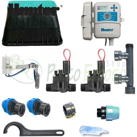 Kit de riego Hunter de 2 zonas con controlador exterior X2