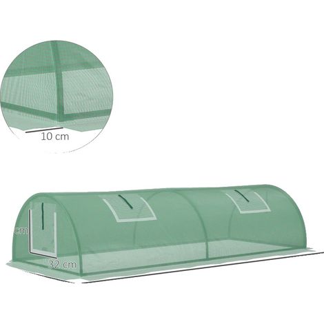 Invernadero, película de PE resistente a los rayos UV, 200 cm x 80 cm x 45 cm, ventanas de malla enrollables, techo arqueado, cubierta reforzada. (1/5)