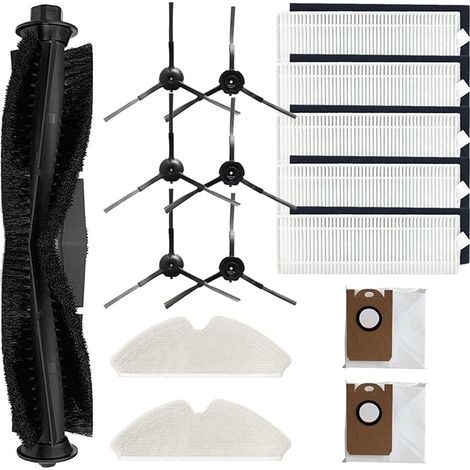 Para accesorios HONITURE para robot Q6, repuestos para robot aspirador, 1 cepillo principal, 5 filtros HEPA, 6 cepillos laterales, 2 bolsas de aspiradora, 2 fregonas (1/5)