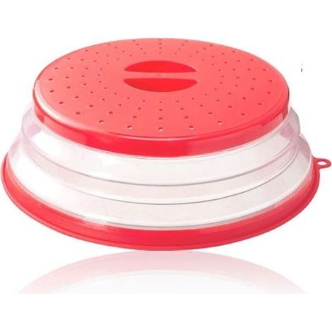 Couvercle Pliable pour Micro-ondes – Bouclier Anti-Éclaboussures avec Évents, Sans BPA, Non Toxique, Couleur Rouge (1/5)