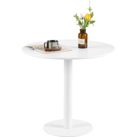 Eggree – Table à manger ronde moderne – Plateau marbré blanc – Dimensions 80x80 cm – Capacité 100 kg – Pour 2 à 4 personnes – Facile à monter (1/4)