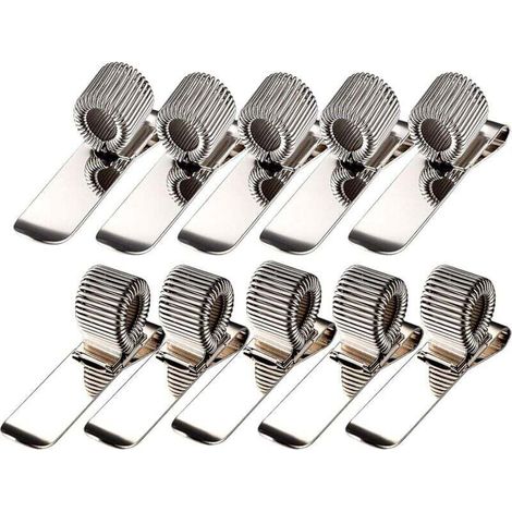 Set mit 5 horizontalen und vertikalen Stifthaltern aus Edelstahl mit Federring an der Tasche, Halter oder Clips für Taschenkugelschreiber, Taschenbleistifte, Notizblockhalter (10 Stück)