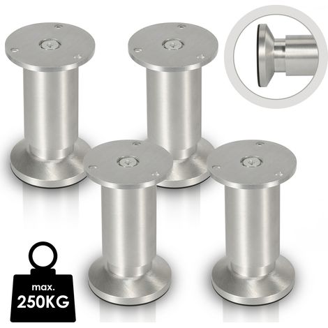 Randaco Lot de 8 Pieds de meubles ajustable ±15mm base ronde Moderne Pieds de Armoire pour Table Hauteur 150mm (1/5)