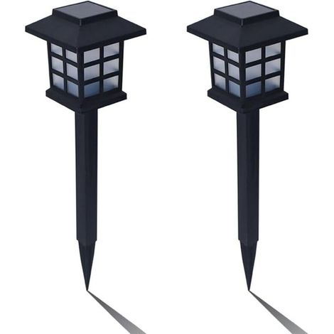 Lampes solaires pour allées extérieures, lot de 2 lampes LED étanches pour éclairage de jardin, cour, terrasse et allée (blanc chaud) - Offrent 6 à 12 heures d'éclairage. (1/5)
