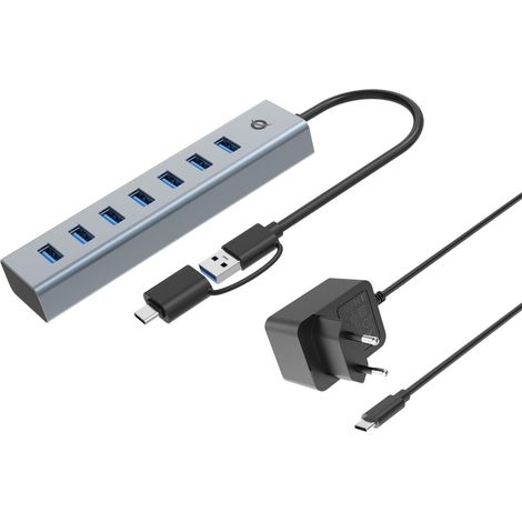 Conceptronic HUBBIES21GP hub & concentrateur USB 3.2 Gen 1 (3.1 Gen 1) Type-A 5000 Mbit/s Gris (1/4)