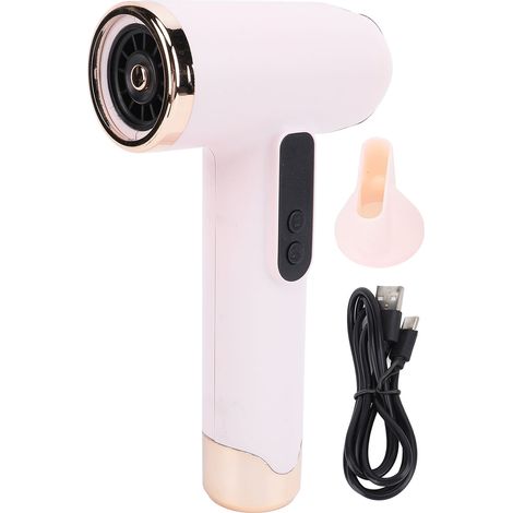 Asciugacapelli ricaricabile tramite USB, batteria da 15.600 mAh, motore ad alta velocità, design compatto, silenzioso, ideale per il campeggio e le residenze studentesche. Rosa. (1/5)