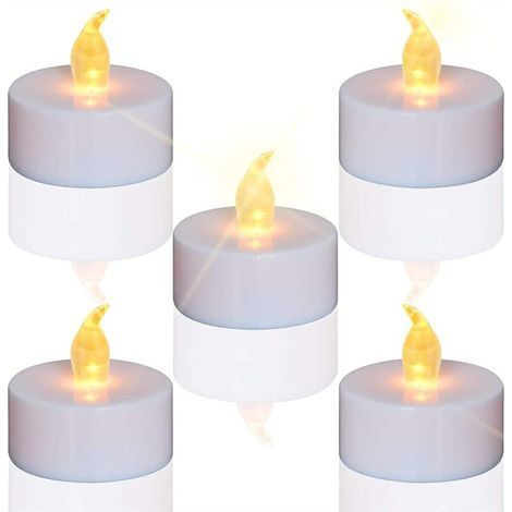 pair Lot de 24 bougies LED Bougies CR2032 piles Bougies Unscented Bougie chauffe-plat sans flamme claire vacillante 100 + heures de lumière électrique (1/5)