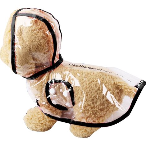 Imperméable Pour Chien - Vêtement De Pluie Transparent En Pu - Protection Tête Complète - Boutons Pression - Noir XL (1/2)