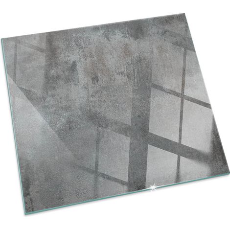 Funkenschutzplatte für Kamin Schutzplatte Design Hartglas Dekorative Glasbodenplatte Glasboden Motiv Rohes Oberflächenmuster Quadratisch 50x50 cm