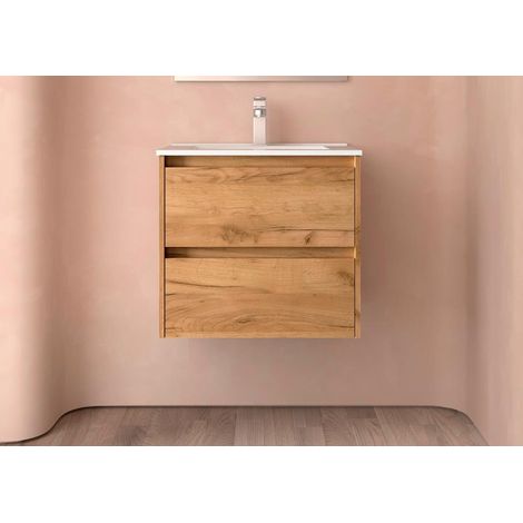 BALTIC Unterschrank 600 2 Schubladen + Waschbecken Eiche Afrika (1/4)