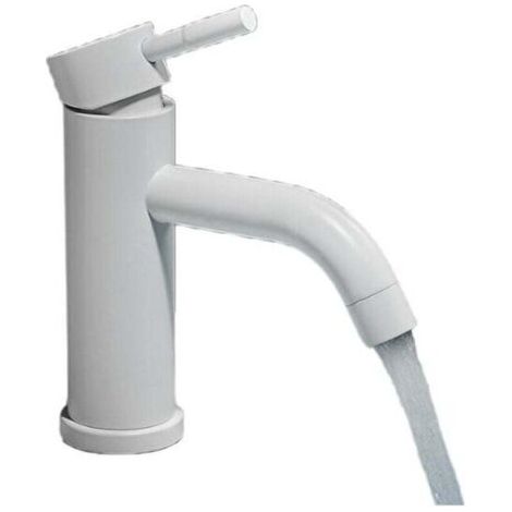 Robinet de lavabo blanc élégant en acier inoxydable - Bouche incurvée blanche (1/4)