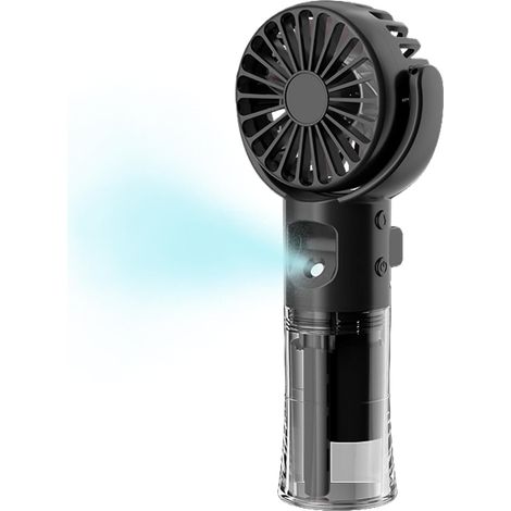 Ventilador portátil recargable de mano: dispositivo de refrigeración portátil con 4 velocidades y pulverizador de niebla, pequeño enfriador de aire para senderismo al aire libre. (1/5)