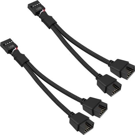2 pièces usb 2.0 9 broches femelle à double câble d'extension mâle 9 broches,carte mère 9 broches usb2.0 séparateur d'en-tête nylon (1/5)