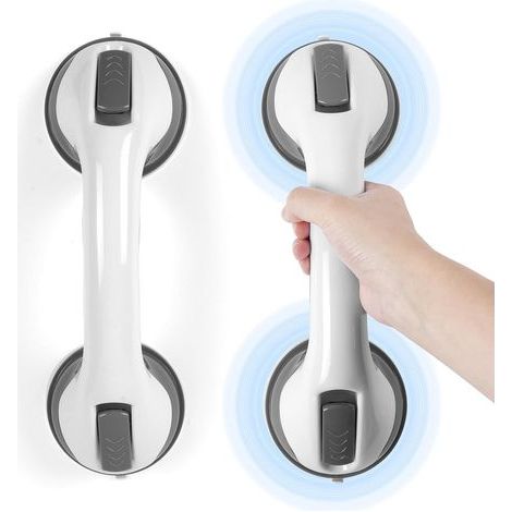 Poignée de Douche à Ventouse, 2Pcs Barre d'Appui à Ventouse, Sans Perçage, Poignee Securite Salle de Bain Antidérapante, Poignée Ventouse Salle de Bain, Pour Personnes Âgées, Handicapés, Enfants (1/5)
