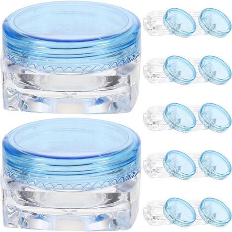 Set mit 12 leeren Kunststoff-Reisedosen für Kosmetikcreme- und Lotionproben – 2,8 x 2,8 x 1,6 cm – Blau (1/4)