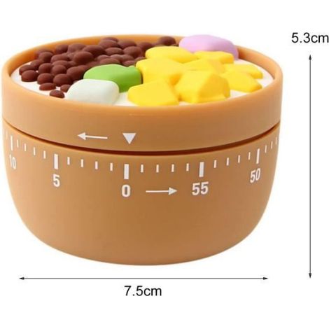 Minuterie Cuisson Sablier Forme Dessert 7,5 x 7,5 x 5,3 cm Plastique Compacte Décorative Cuisine Voyage (1/3)