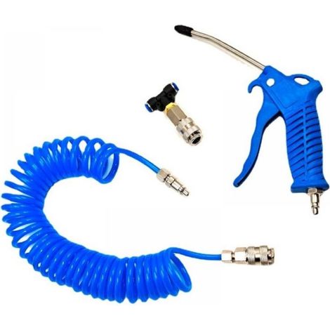 Pistolet à air comprimé, pistolet à air comprimé avec tuyau d'air comprimé de 5 m, kit de nettoyage pour pistolet à air comprimé avec connecteur en T, adapté aux voitures, maisons, ordinateurs