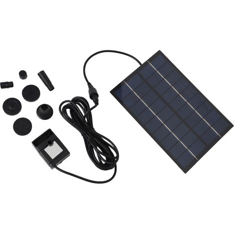 Fontaine de bassin solaire de 2,8 W pour fontaine de jardin - débit réglable, aucun câblage nécessaire, ensemble de fontaine d'extérieur en plastique noir (1/5)
