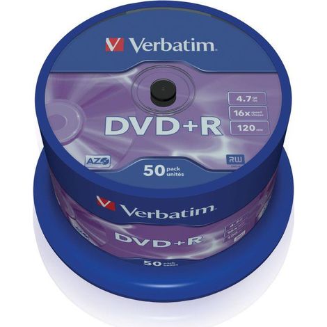 DVD+R Verbatim 16x 4,7 GB Plata mate (Cake 50) (1/5)