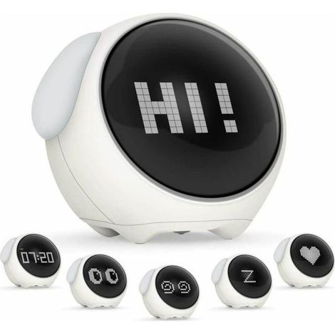 Tigrezy Réveil Enfant,Réveil,Réveil Numérique rechargeable,Réveil Mignon Enfants Emoji,Horloge pour Enfants avec Veilleuse à Commande Vocale (1/4)