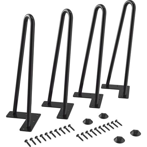 - 4pcs 30CM Pied de Table Basse en Métal Pieds de Meuble Diamètre 9 mm Hairpin Legs pour Table à Manger Armoire Garde-Robe,Noir (1/5)