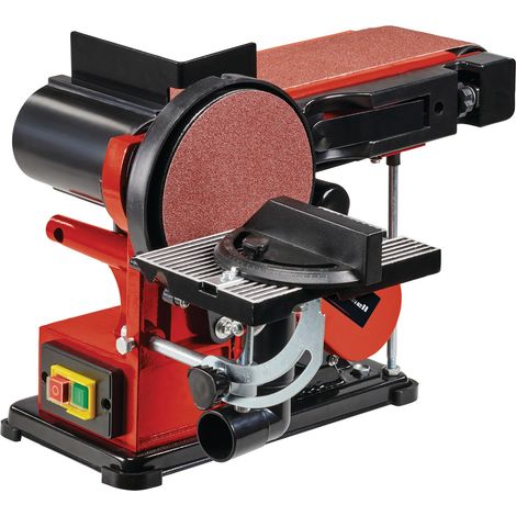 Einhell Ponceuse stationnaire TC-US 380 (380 W, vitesse de la bande 292 m/min, régime du disque 1 450 tours/min) Livré avec 1 bande de ponçage K80 et 1 disque abrasif K80