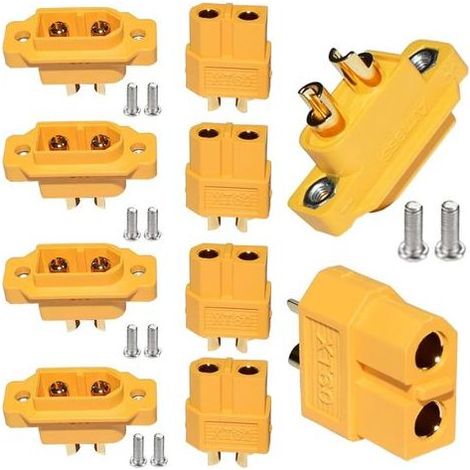 Lot de 5 connecteurs encastrables XT60E-M 2Pin avec vis+connecteur XT-60 pour Modèle d'avion RC FPV Racing Drone (1/5)