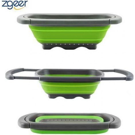 Passoire Rétractable Passoire Pliable à Poser au-dessus du Lavabo Pour Fruits et Légumes, Passoire avec Poignées Extensibles(verte (1/5)