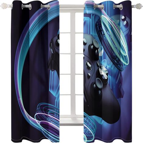 Rideaux Occultants à Motif 3D pour Console de Jeu Ciel étoilé Manette de Jeu Rideaux de Salon de Chambre à Coucher 2 Panneaux Playroom Large Curtains avec des Trous (Couleur 4,140x180 cm) - 140x180 cm (1/5)