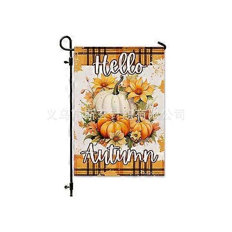 Drapeau de jardin extérieur en lin imprimé recto verso, décoration automnale pour Thanksgiving (YMCQ1-22)