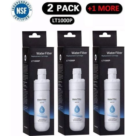 Paquete de 3 filtros de agua para refrigerador LT1000P2. Reemplazar cada 6 meses. Elimina el 99.99% de los contaminantes. Compatible con varios modelos. (1/5)