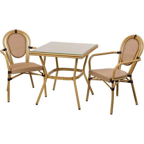 Conjunto de mesa y 2 sillas marrón, mesa:70x70x72.silla(2):55x58x88 (1/5)