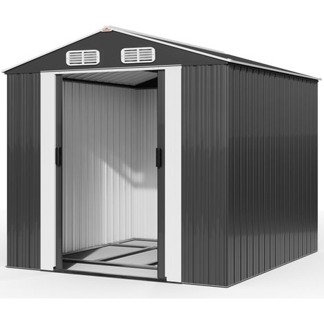 GARDEBRUK® Gerätehaus XXXL 315x260x180 cm inkl. 4 Haken 8m² mit Fundament Schiebetür Metall Anthrazit Gartenschrank Geräteschuppen Gartenhaus 15m³ (1/5)
