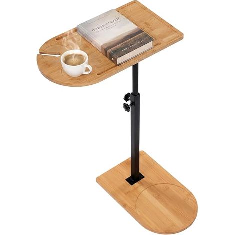 Table d'appoint pour canapé et table basse - En forme de C - Réglable en hauteur (42-82 cm) - Table basse pivotante pour canapé, lit et canapé (1/5)