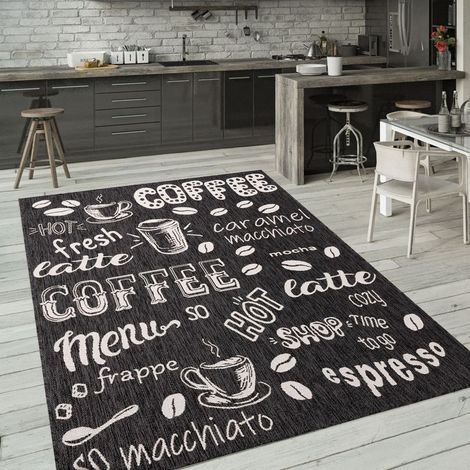 Paco Home Tapis Exterieur Terrasse Balcon Tapis Cuisine Moderne Écriture 60x100 cm, Anthracite 3 (1/5)
