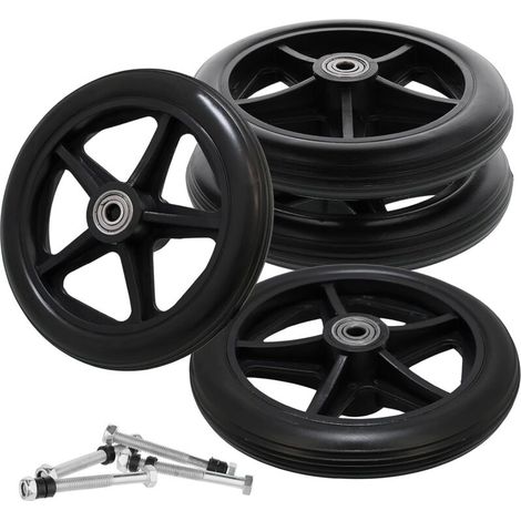 Lot de 4 roues de rechange pour fauteuil roulant de 15,2 cm pour déambulateurs, roues de rechange antidérapantes solides (1/5)