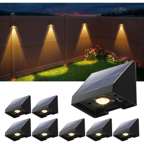 Lumières extérieures de clôture décoratives murales de 8 pièces, appliques extérieure solaire solaires à lumière chaude (1/5)