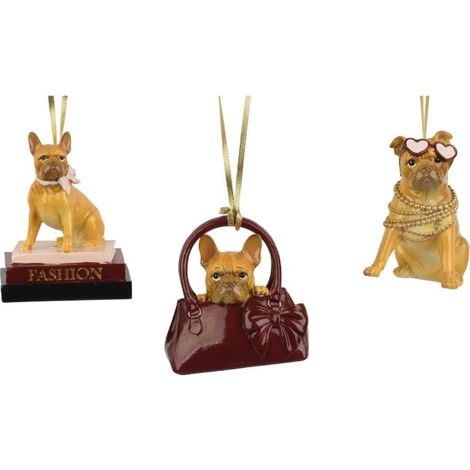 CANE BULLDOG FRANCESE 3 ASSORTIMENTI IN POLIRESINA 9,5X6,4X9H CM