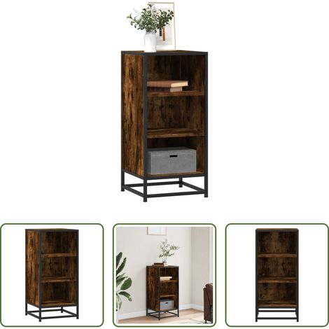 vidaXL Metall -  Sideboard Räuchereiche 35,5x35x76 cm Holzwerkstoff und Metall (1/5)
